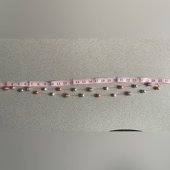 Orange & Silver Toned Large Bead Necklace - Picture 3 of 4